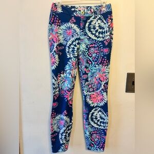 Lilly Pulitzer Keliani Stretch Pants in Deep Indigo Gypsea Size 2 EUC